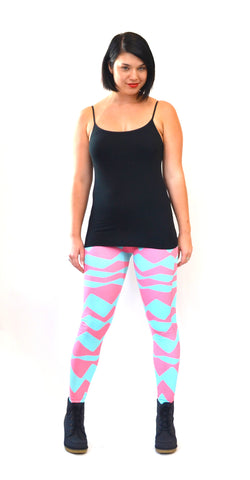 Mint and Coral Chevron Leggings