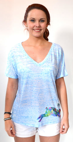 Rabbit V-Neck Vintage Style and Flowy T-shirt