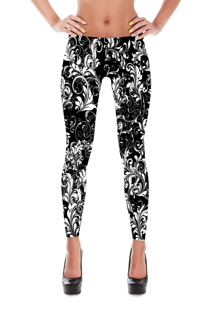 Artisan Tees - Black and White Floral Leggings