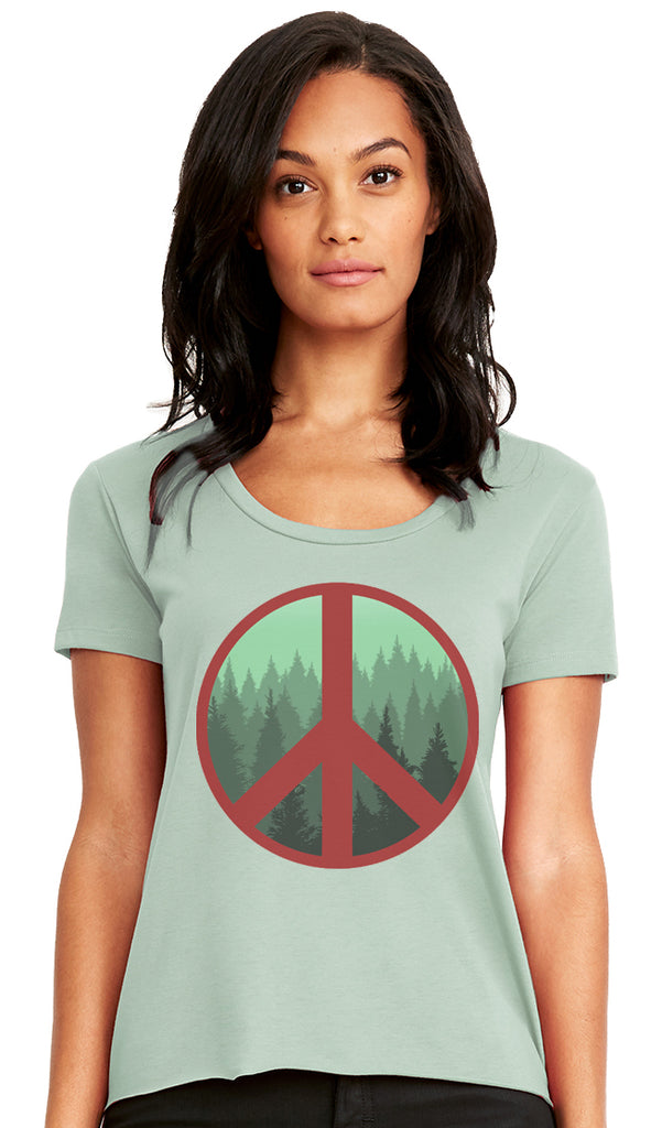 Peace Trees Scoop Neck T-shirt